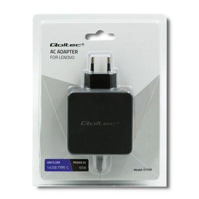 9. QOLTEC POWER SUPPLY FOR LENOVO | 65W | 20V | 3.25A | SLIM TIP