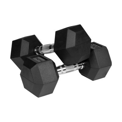 5. HEX 2x10 kg rubber-coated cast iron dumbbells REBEL ACTIVE