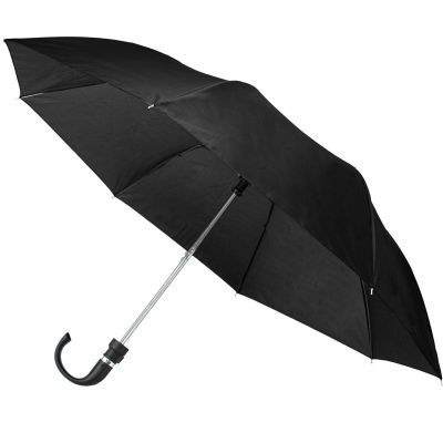 3. Compact semi-automatic umbrella with curved handle, black SEMI LINE