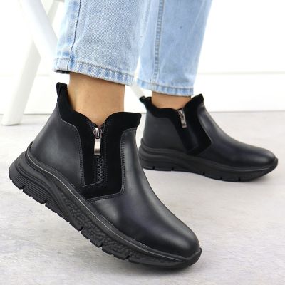 6. Women's leather ankle boots with zipper, insulated, black Filippo 7292