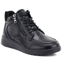 Women’s black leather wedge ankle boots with warm lining Potocki JE19502