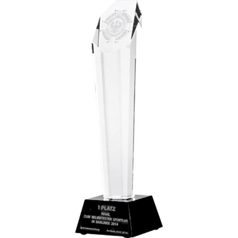 6. Engraved glass trophy with case