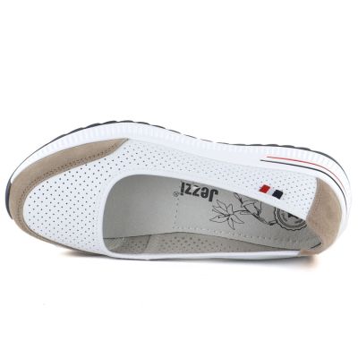 3. Leather ballet flats with a thick sole, openwork, white Jezzi 7815