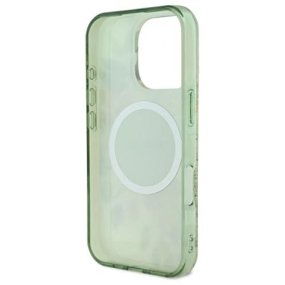 6. Guess IML Flower & Tonal Circle MagSafe case for iPhone 16 Pro - green