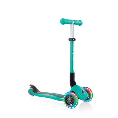 2. Globber Foldable 3-Wheel Scooter Lights Emerald Green Jr 437-107