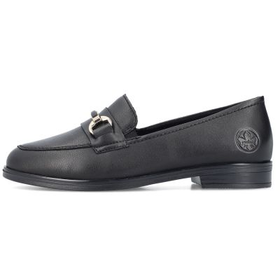 3. Women's leather moccasin shoes black Rieker 46262-01