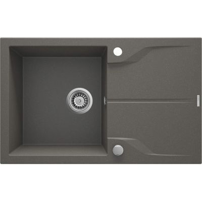 Single-bowl granite sink with drainer - mounted flush with the countertop ZQN_T11F 5908212088746