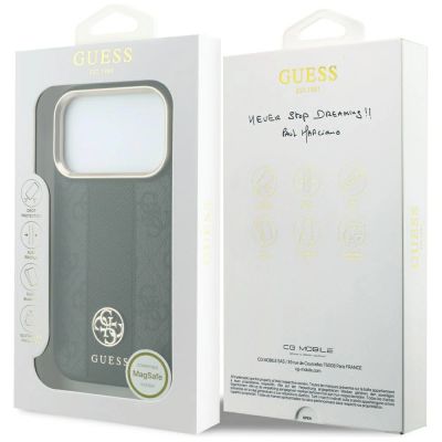 8. Guess 4G with Stripe Round and Classic Logos MagSafe Case for iPhone 17 Pro / 18 Pro - Black