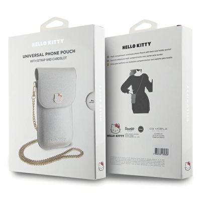 6. Hello Kitty Leather Metal Logo Chain bag - silver