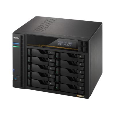 8. AS6810T NAS; Tower; 10x (3.5" SATA HDD/ 2.5" SSD); AMD Ryzen Embedded V3C14; 16G ECC DDR5 SODIMM (max. 64GB), 2x 10GbE, 2x 5GbE, 4x M.2 2280 NVMe PCIe 4.0, 2x USB4, 2x USB 3.2 Gen, 1x optional 10 GbE card