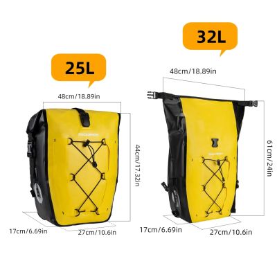 7. Rockbros 30140022005 Waterproof Bicycle Pannier 25-32L - Yellow