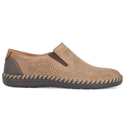 2. Rieker B2460-25 men's leather slip-on shoes, beige