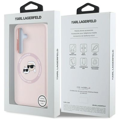 8. Karl Lagerfeld Silicone Double Heads And Circle MagSafe Samsung Galaxy S25 Case Pink