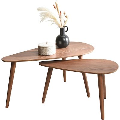 SET OF SIDE COFFEE TABLES FOR LIVING ROOM 2 PCS MDF WOOD
