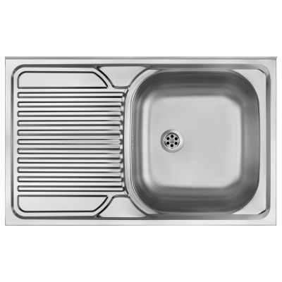 Single-bowl steel sink with drainer on the left side - overlay ZM5 011L 5907650846444