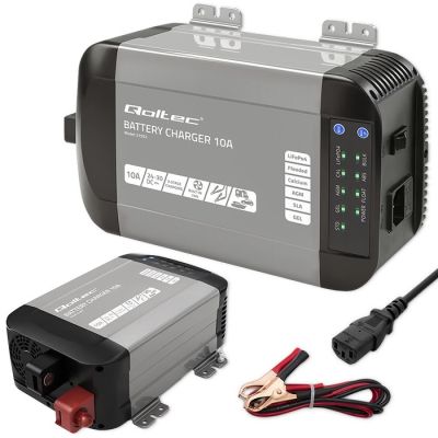 12. Qoltec Intelligent Monolith Charger for LiFePO4 AGM GEL SLA Batteries | 10A | 24V