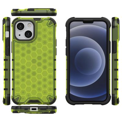 2. Honeycomb Case armor cover with TPU Bumper for iPhone 13 mini green