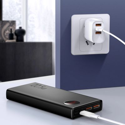 9. Baseus Adaman powerbank with fast charging 20000mAh 22.5W + USB-A - USB-C 3A cable 0.3m black