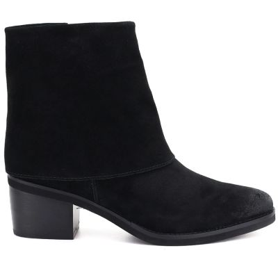 7. Women's leather cowboy boots with rolled-up upper, black Potocki JE19497