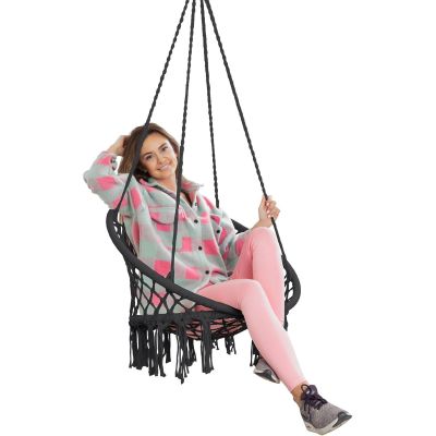 14. OPENWORK HAMMOCK HANGING CHAIR STORK'S NEST 80x60CM DARK GREY