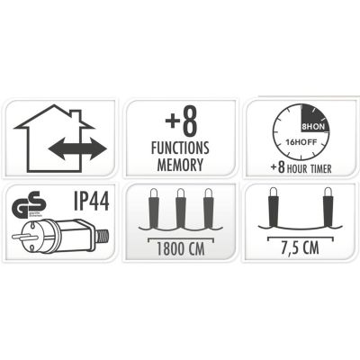 5. CHRISTMAS TREE LIGHTS LIGHT CHAIN 240 LED TIMER WARM WHITE