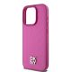 6. DKNY Leather Monogram Pattern Metal Logo MagSafe Case for iPhone 15 Pro - Pink