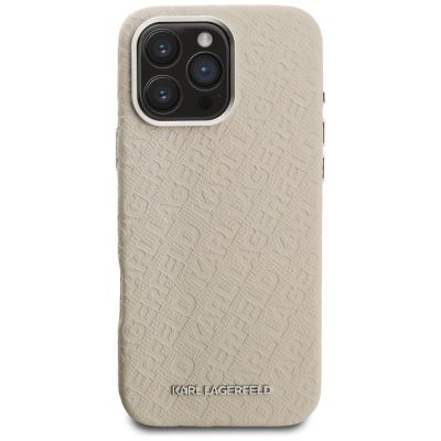 3. Karl Lagerfeld FW Stamped Karl MagSafe Case for iPhone 16 Pro - Beige