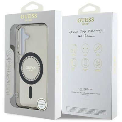 8. Guess Rhinestones Printed Classic Logo MagSafe Samsung Galaxy S25 case black