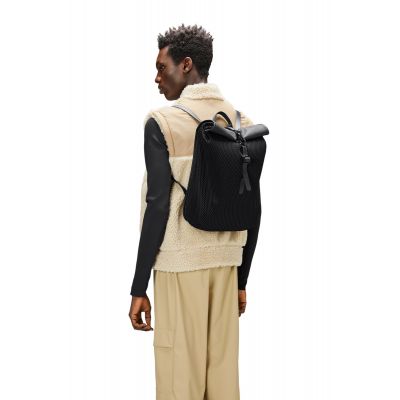 3. Rains Rolltop Rusksack Mesh Mini Black W3 Backpack 13350 01