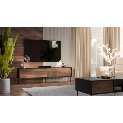 3. 4D CORTINA TV cabinet 200x40x55 black/walnut