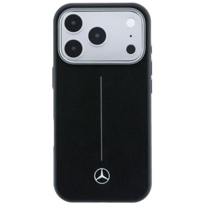 3. Mercedes Leather Semi Wrap Iconic Line MagSafe Case for iPhone 17 Pro Max - Black