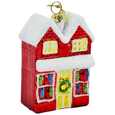 3. MICA Safe Plastic Christmas Bauble – House with 2 Roof Slopes