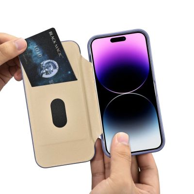 19. iCarer CE Premium Leather Folio Case iPhone 14 Pro Magnetic Flip Leather Folio Case MagSafe Light Purple (WMI14220714-LP)