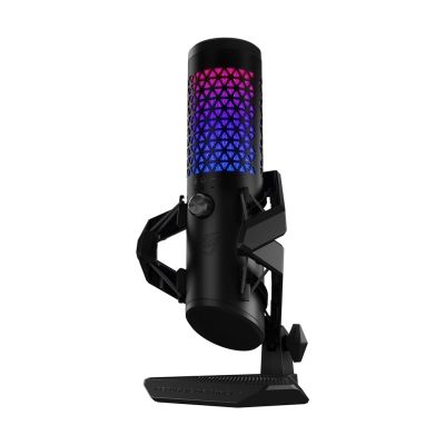 ASUS ROG Carnyx USB Gaming Microphone (25mm condenser capsule, 192kHz/24-bit, cardioid, high-pass filter, built-in pop filter, metal shock mount, one-touch mute, USB, Aura Sync RGB) - Black