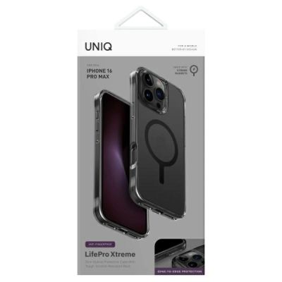 4. Uniq LifePro Xtreme Magclick Charging Case for iPhone 16 Pro Max - Gray