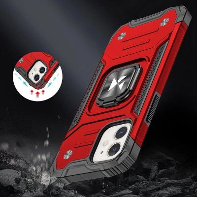 7. Wozinsky Ring Armor case for iPhone 14 armored cover magnetic holder ring red