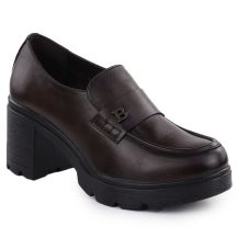 Półbuty mokasyny damskie na klocku brązowe Potocki SZ12700