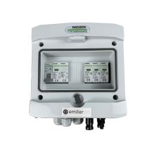 DCAC hermetic IP65 EMITER connection box with DC surge arrester Noark 1000V type 1+2, 1 x PV string, 1 x MPPT // AC limiter Noarktype 1+2, 10A 1-F