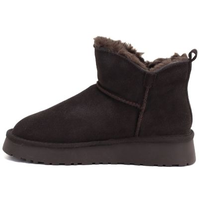 3. Women's leather ankle boots, brown platform snow boots, Vinceza 97961