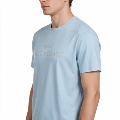 4. Paul&Shark Men's Cotton and Lyocell T-shirt Light Blue 26411007-394 - Elegant Comfort