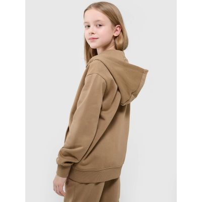 2. Girls' sweatshirt with a hood, 4F Junior 4FJRAW24TSWSF1830-83S