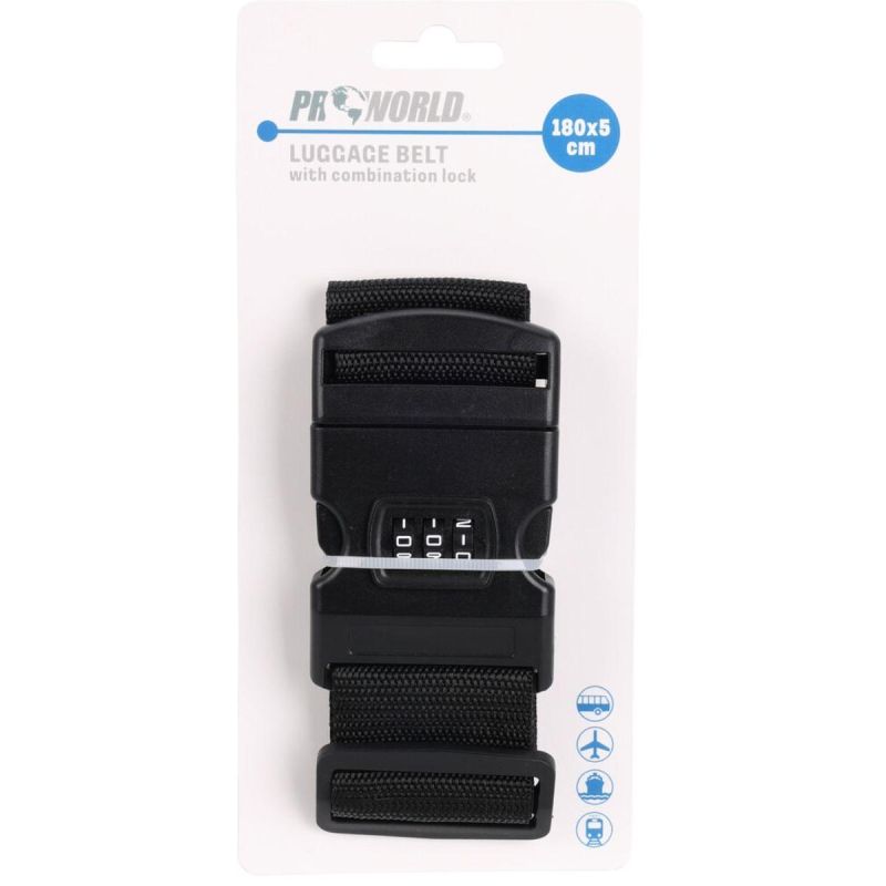 6. UNIVERSAL SECURITY STRAP FOR SUITCASE 180x5CM WITH PROWORLD CODE, BLACK