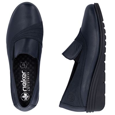 3. Women's leather wedge shoes, navy blue, Rieker L5356-14