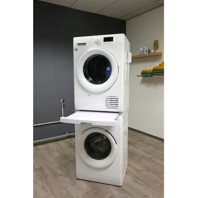 6. Washer-dryer combination with drawer and belt, white