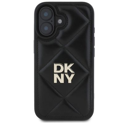 3. DKNY Quilted Stack Logo iPhone 16 Case - Black