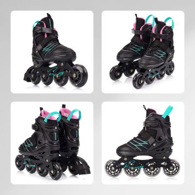 12. Meteor M 34-38 Buzzy Roller Skates Black/Pink/Mint