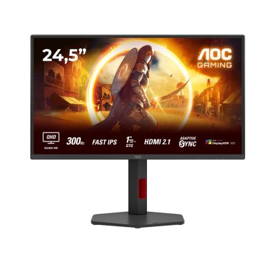 AOC Q25G4SR Monitor, 24.5 inches, IPS, QHD connector, 16:9, 300 Hz, 1 ms, 2560 x 1440 pixels, 400 cd/m2, HDMI ports: 2, Black
