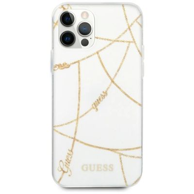 3. Guess Gold Chain Collection iPhone 12 Pro Max 6.7" Case - White