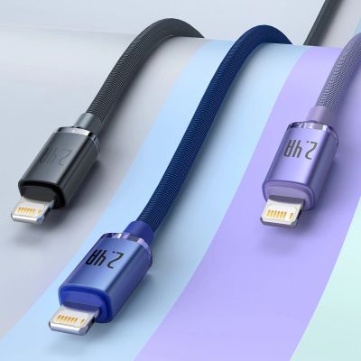 9. Baseus Crystal Shine Series cable USB cable for fast charging and data transfer USB Type A - Lightning 2.4A 2m blue (CAJY000103)