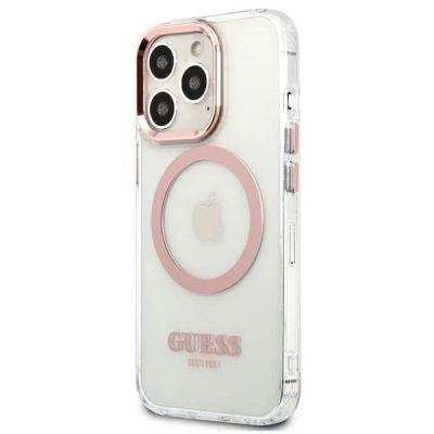 2. Guess Metal Outline MagSafe Case for iPhone 13 Pro / iPhone 13 - Pink